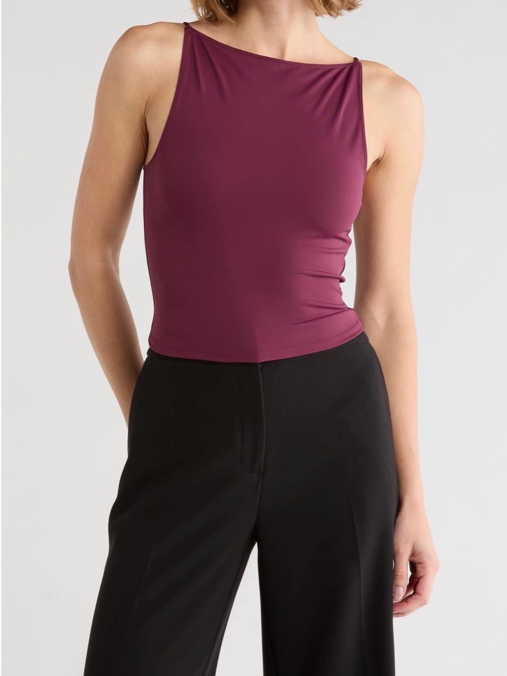 Good American Plum Asymmetrical Neck Camisole